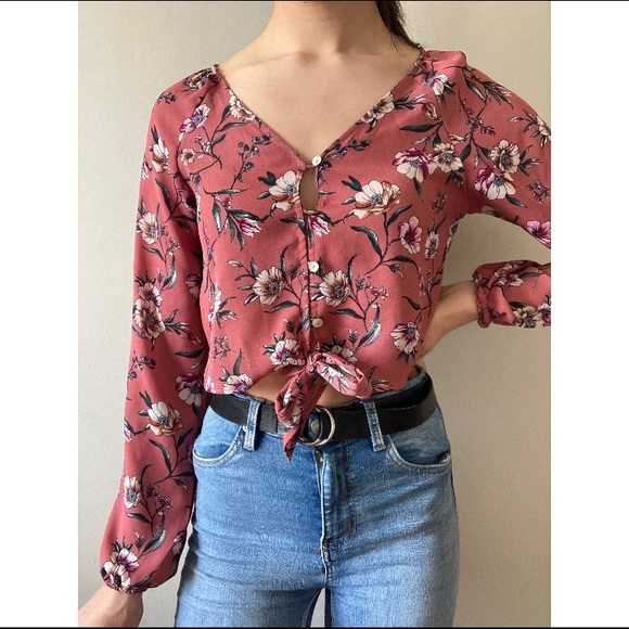 PINK FLORAL SHIRT / BLOUSE - Picture 2 of 6
